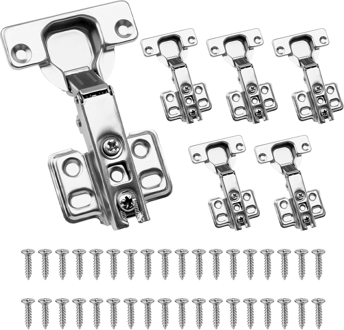 Potdeuren scharnieren 110° - 6 stuks met schroeven - hoogwaardige staal - ideaal voor keukenkasten - ShopVlot