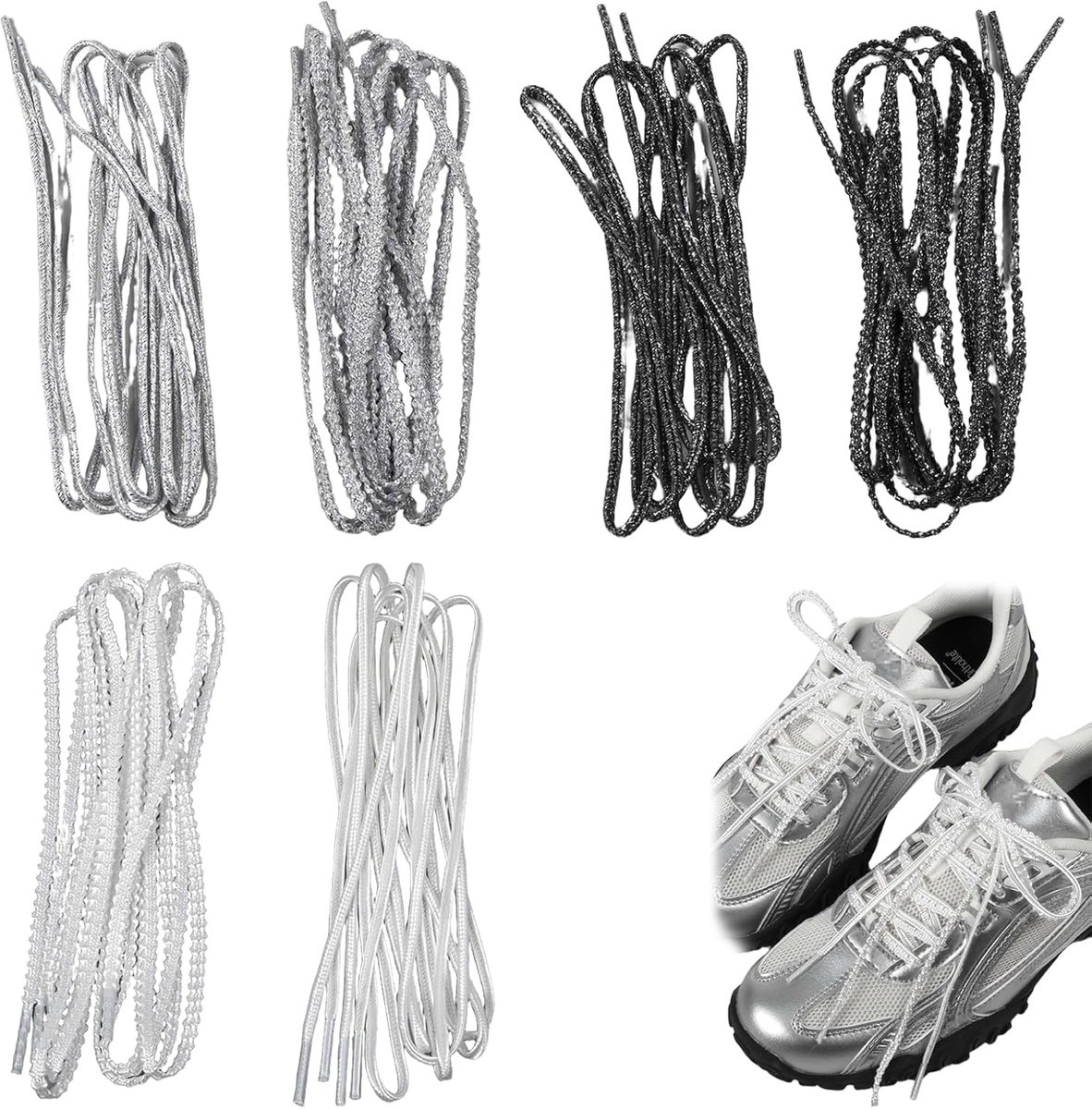 Veters voor sneakers en laarzen - 6 stuks - dubbele strengen - glanzende stijl voor modieuze uitstraling - ShopVlot