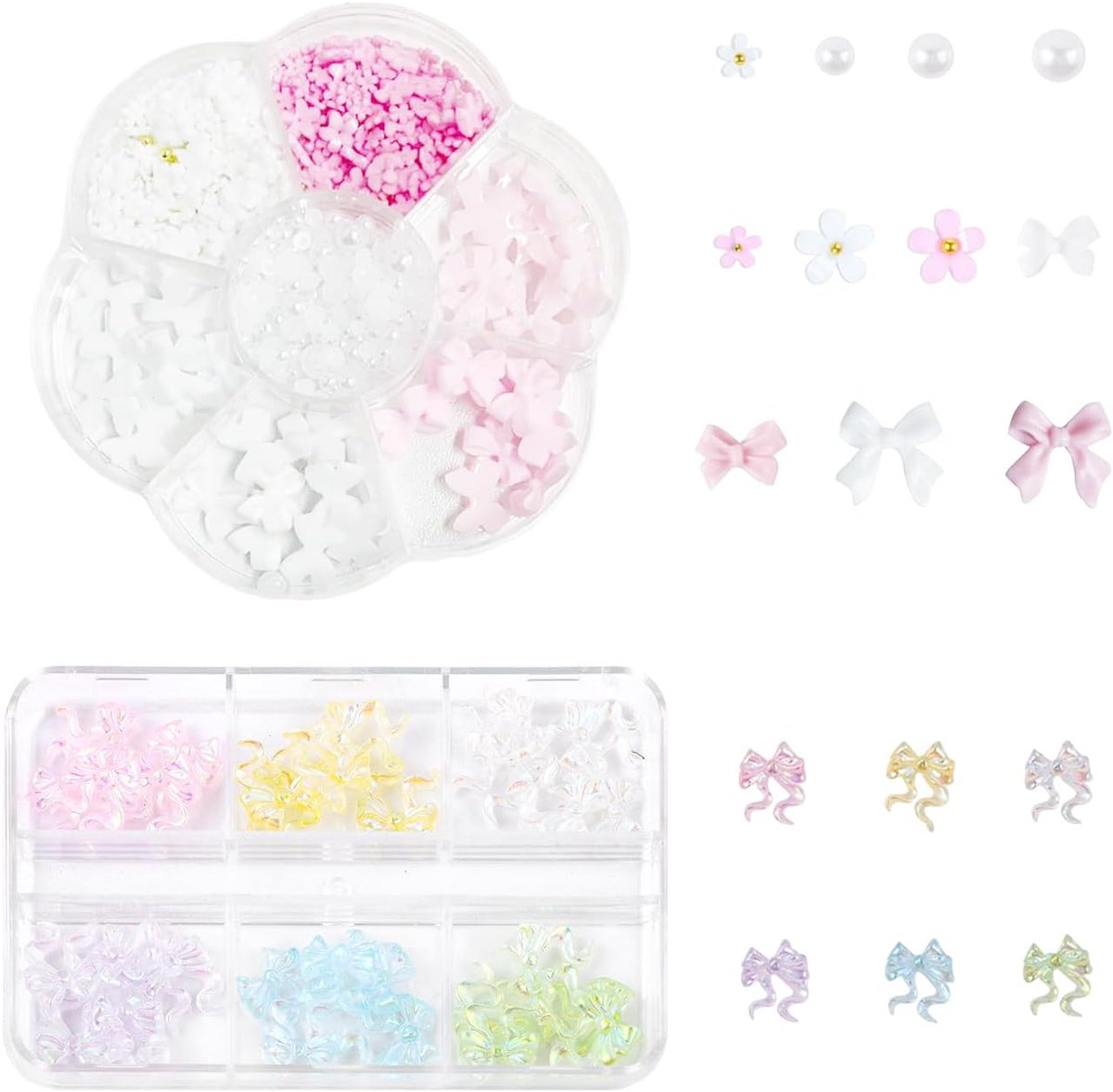 Nageldecoratie 3D Bloem Boog Diamanten - Set van 2 Dozen - Gekleurde Lintaccessoires - Ideaal voor DIY Nail Art - ShopVlot