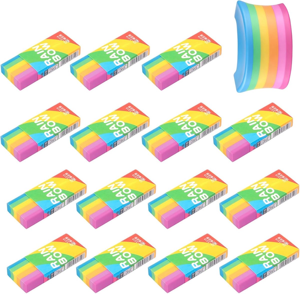 Gummen voor kinderen 16 stuks - 2B zacht - regenboogdesign - veilig en niet-giftig - ShopVlot