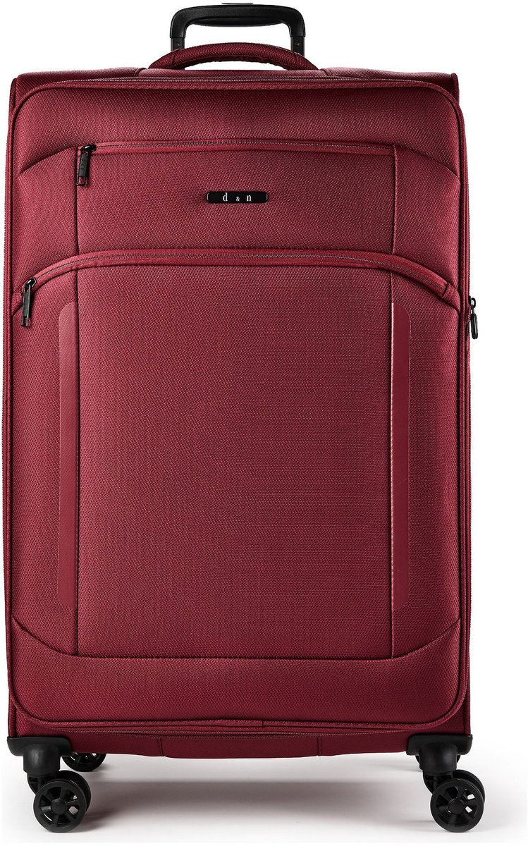 d & n Travel Line 9804 4 wielen Trolley L 78 cm met uitbreidingsplooi - Zachte bagage - TSA slot - dark red