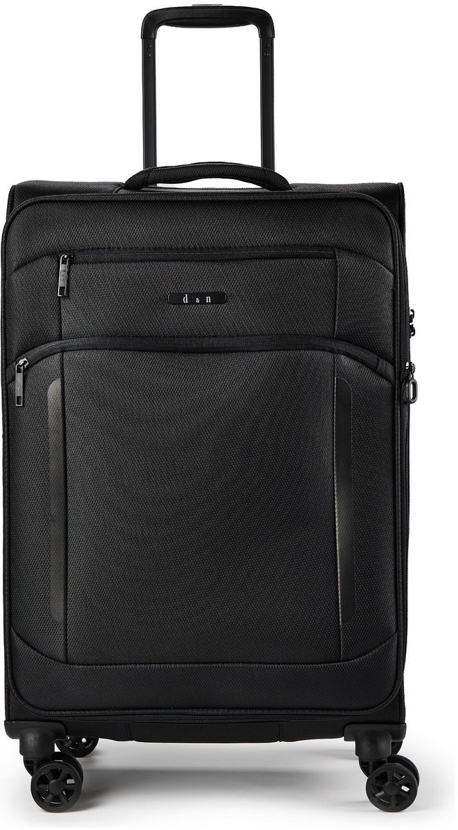 d & n Travel Line 9804 4 wielen Trolley M 68 cm met uitbreidingsplooi - Zachte bagage - TSA slot - black