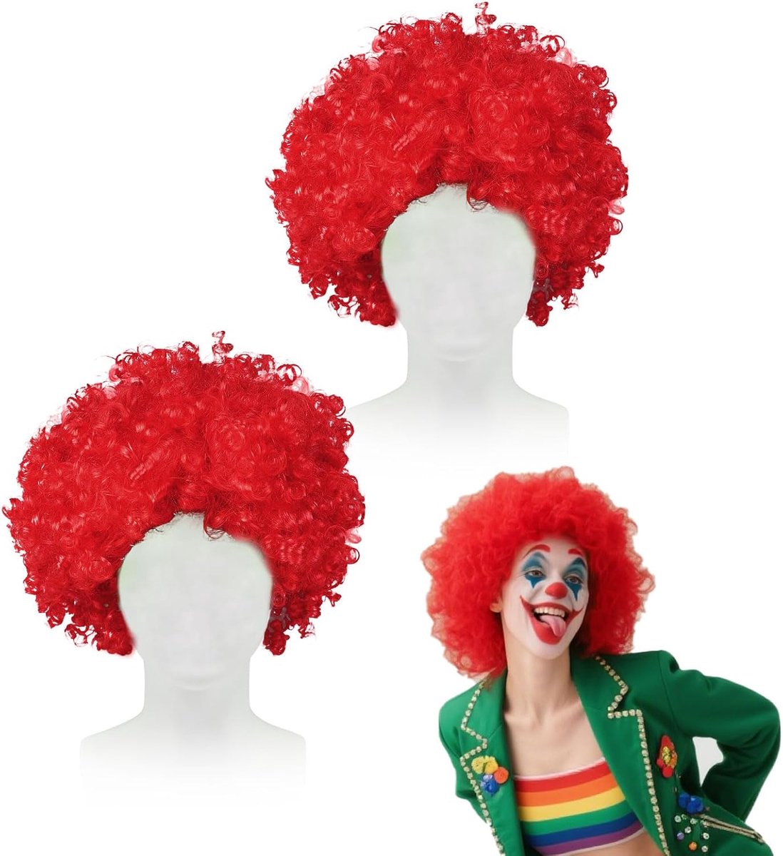 Afrokapsels 2 Stuks - Korte Krullen - Kunststof Wieg - Ideaal voor Feestjes - ShopVlot