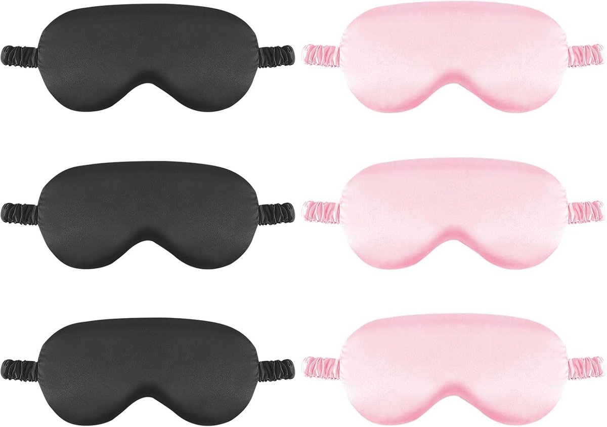 Slaapmasker 6 stuks - Zijde - Zwart - Ideaal voor een diepe slaap - ShopVlot