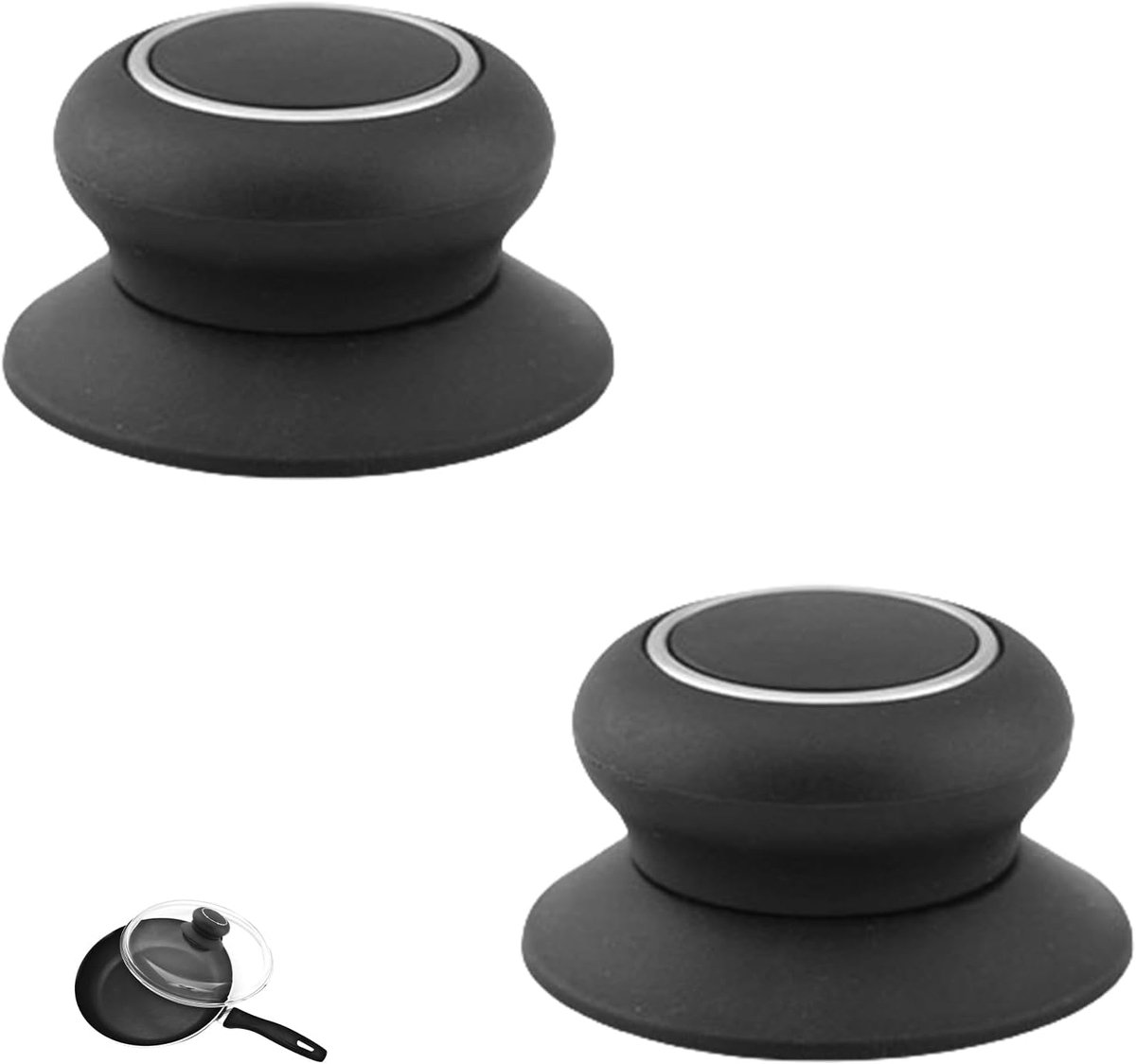 Pan lid handvat set van 2 - zwart met schroeven - universeel vervangend handvat - hittebestendig - ShopVlot