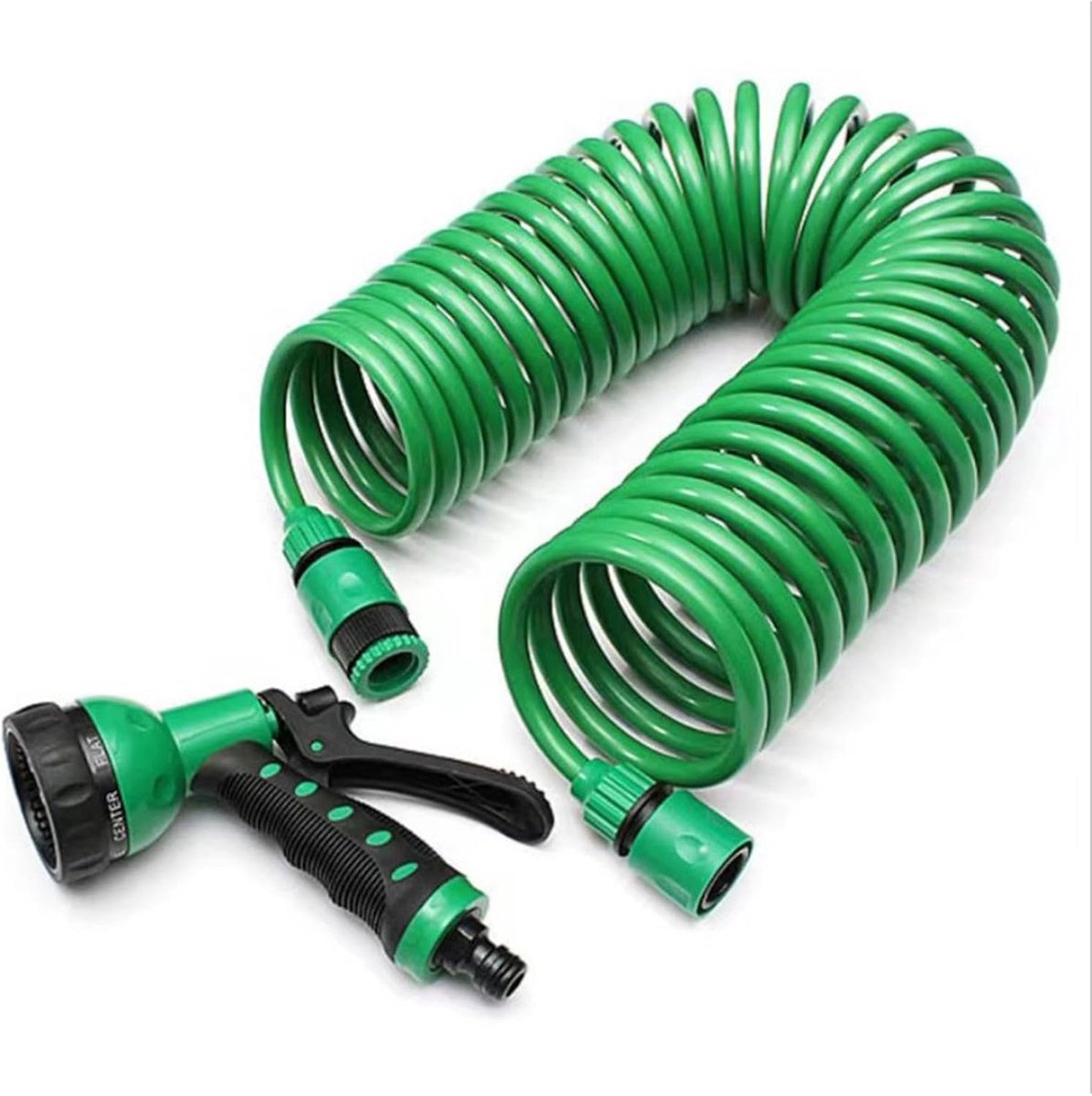 Spiraal Tuinslang - Oprolbare Slang - Gazon Besproeien - 7 Sproei Modi - 15 meter - Groen – foto 6