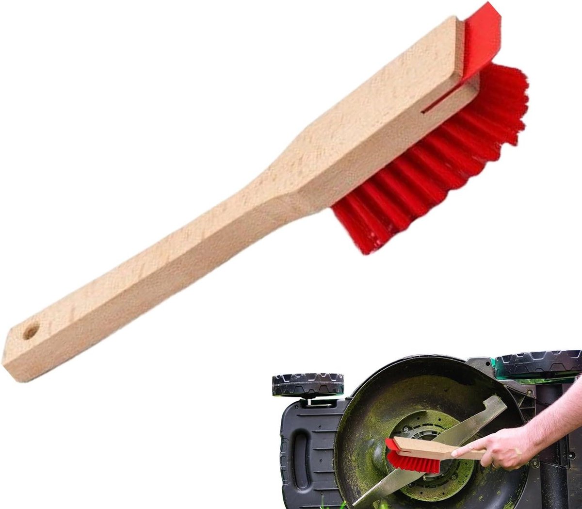 Grasmaaier Dekschraper - Maaierschoonmaker Schraper - Grasmaaier Onderhoud - Lange Steel Stijve Borstel - 405 cm - Hout