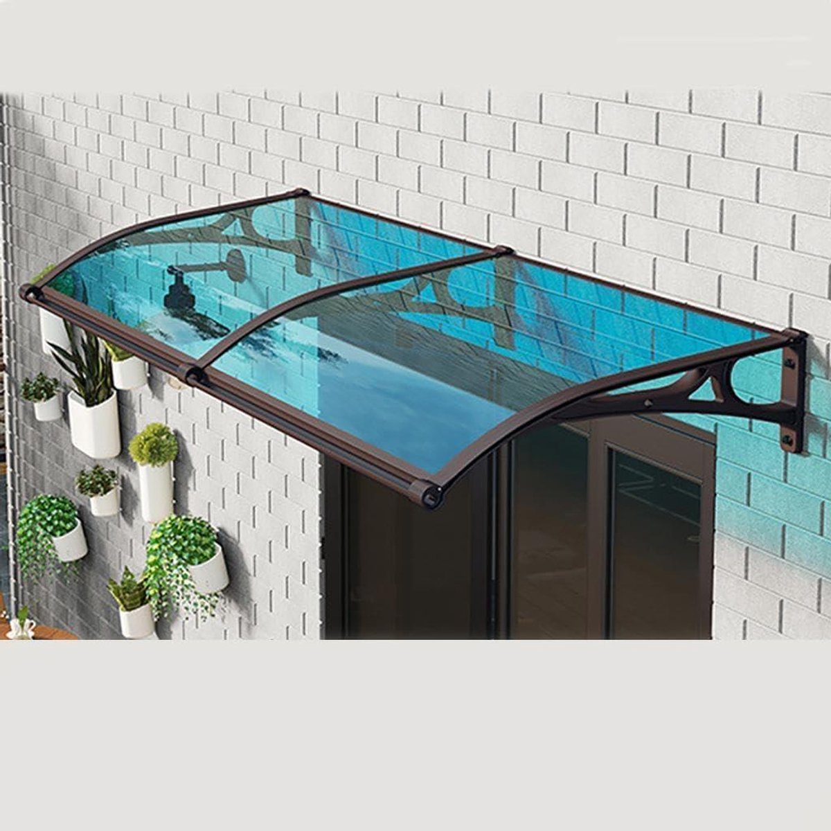 Deurluifel Aluminium - Buitenluifel Terras - Weerbescherming Entree - Stil Regenontwerp - 80 x 100 cm - Grijs