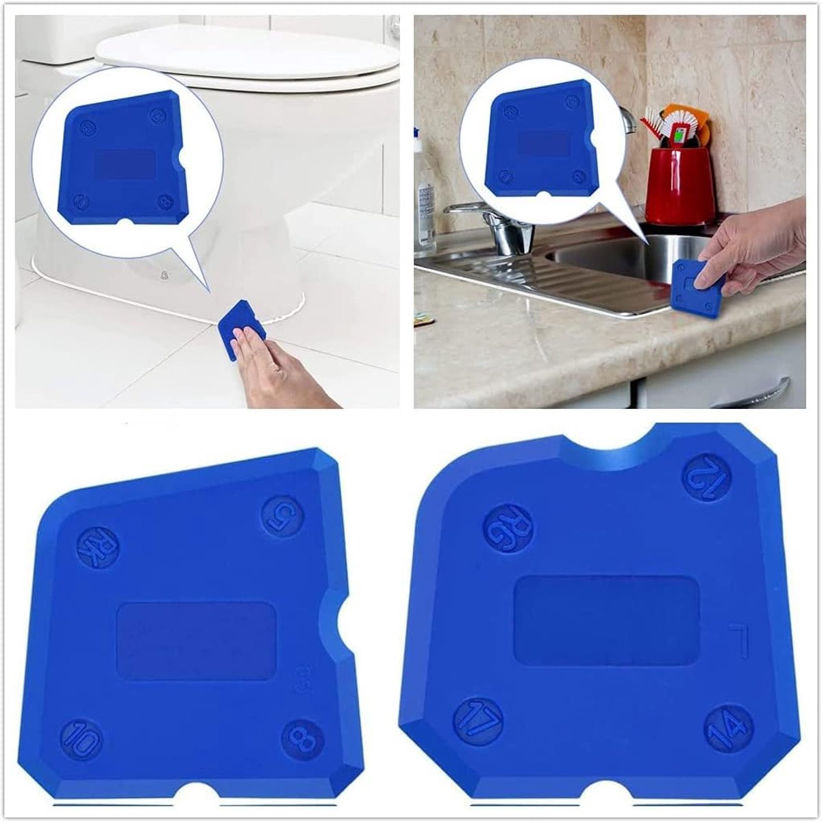 Siliconen gereedschapset 4-delig - blauw - flexibele en duurzame materialen - ideaal voor afdichten - SnelShoppen