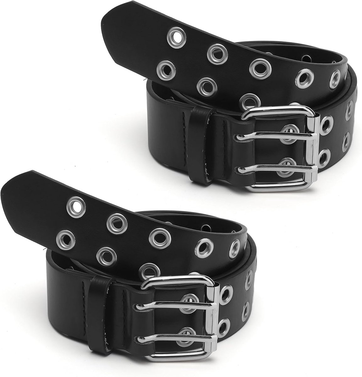 Leren riem dames - dubbele gaatjes - punk stijl - perfect voor rockoutfits - SnelShoppen