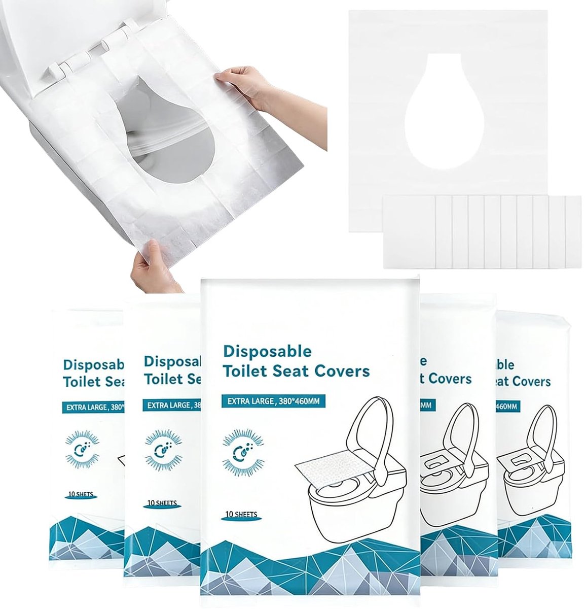 Disposable Toilet Seat Cover 60 Stuks - Wegwerp Toiletbril Bescherming - Hygiënisch en Veilig - Voor Reis en Buiten - m-winkel