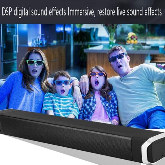 Mini Soundbar - Draagbare Luidspreker - Muziek Streamen - 3D Stereo Geluid - 42 cm - Blauw van MINI — afbeelding 2