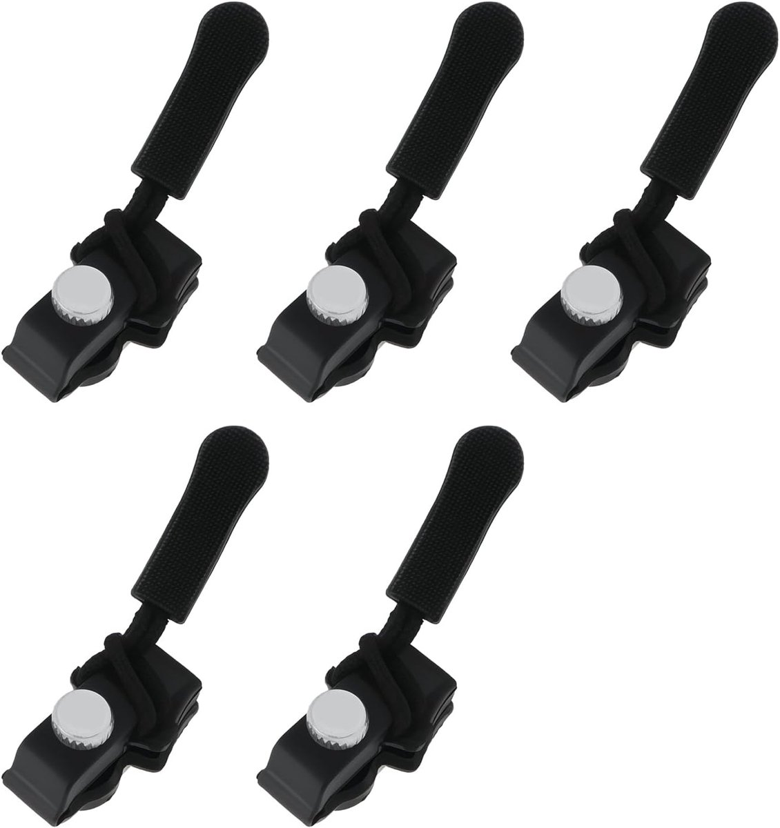 15Pcs Verwijderbare Rits Hoofd Rits Trekker Vervanging Anti Slip Rits Hoofd S/M/L Maat Voor Kleding Bagage Portefeuilles Zwart