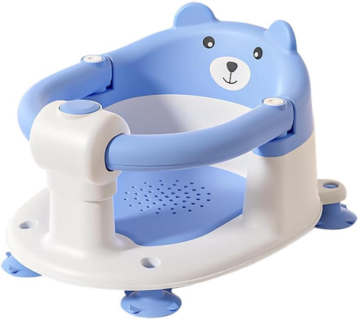 Baby Badzitje voor baby's vanaf 6 maanden. Antislip baby badzitje in berenvorm voor baby's om te zitten, veilige badkuip stoel voor zuigelingen en pasgeborenen met 4 zuignappen (Blauw)