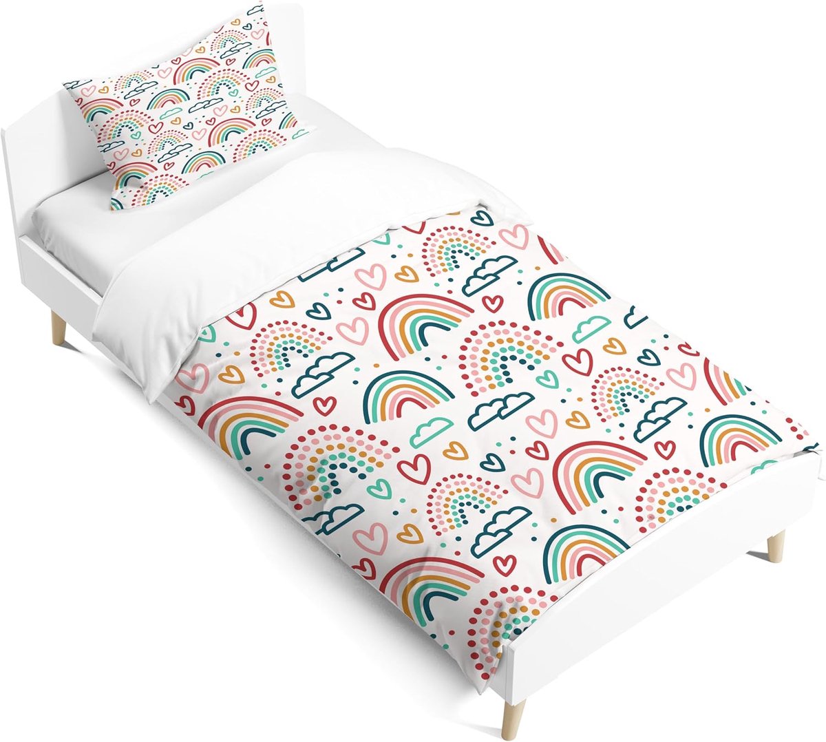 Meisjes Kinderbeddengoed Set, Kussensloop 40 x 60 cm, Dekbedovertrek 120 x 150 cm, Wolken in Cartoonstijl Beddengoed met Gladde Ritssluiting (Stijl F, 120 x 150 cm)