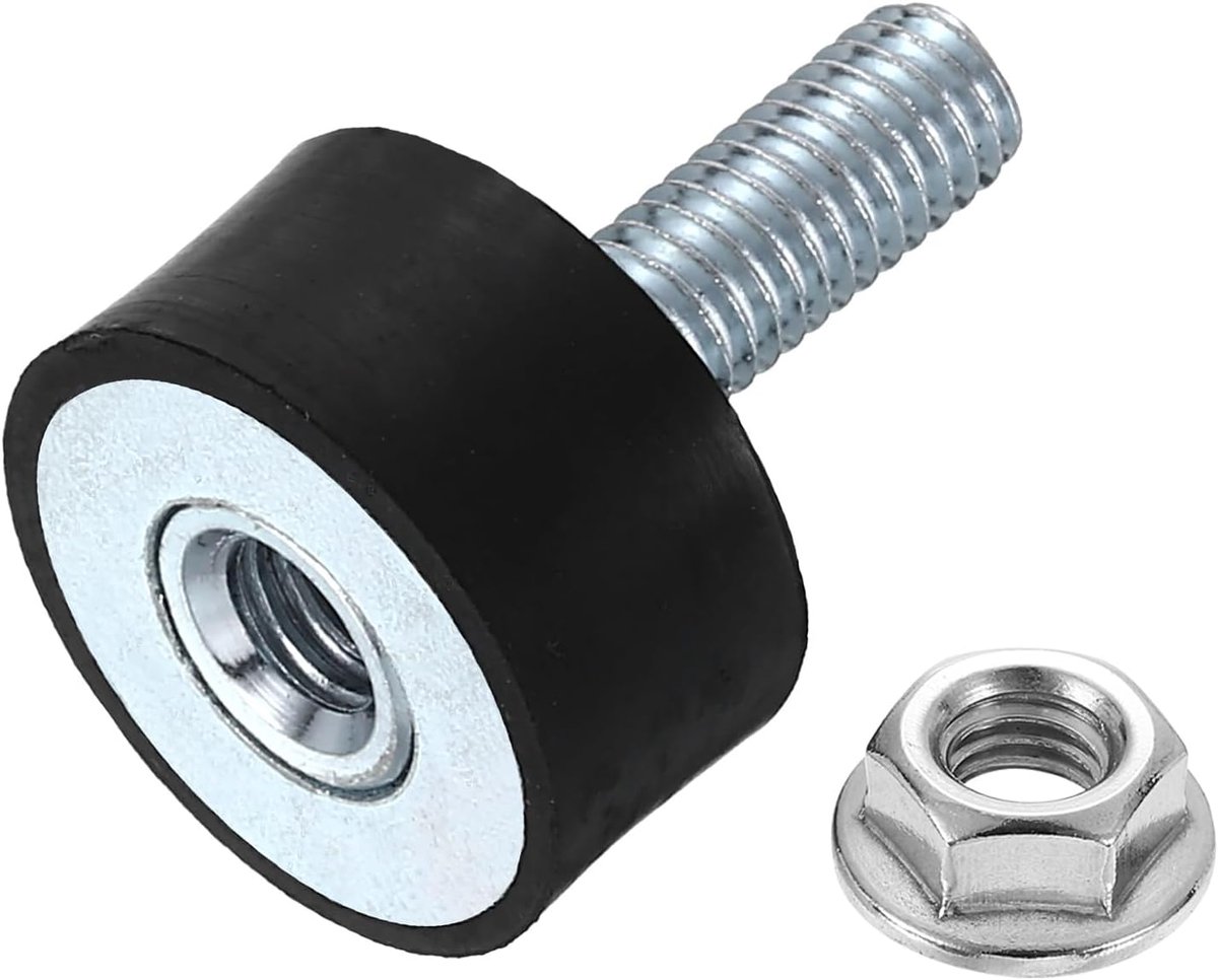 Rubberen buffer M6 x 18 mm, 20 x 10 mm, rubberen voet, natuurlijk rubber met schroef, verzinkt staal, anti-vibratiebuffer voor luchtcompressoren, pompen, motoren, industriële machines