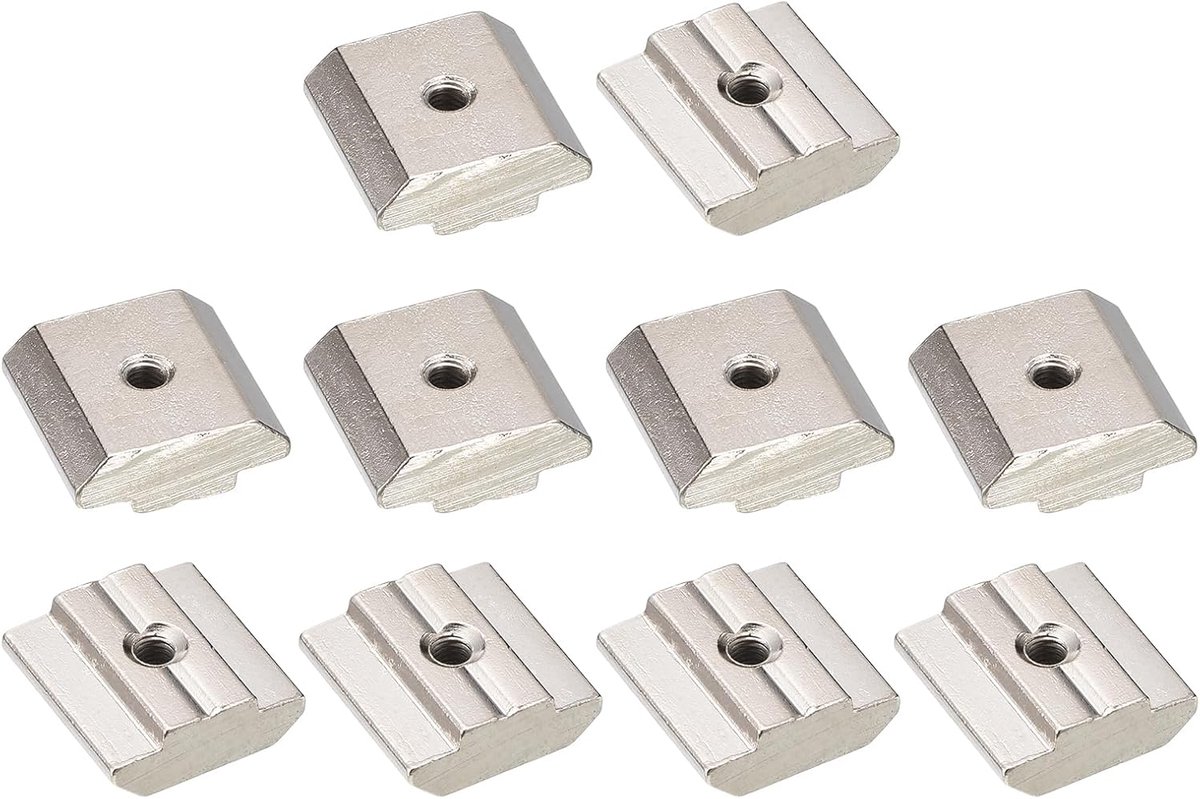 T-moeren - vernikkeld koolstofstaal T-sleufbouten 3030 serie M3 hamer kop sluiting glijdende T-moeren voor aluminium extrusieprofielen (zilver)