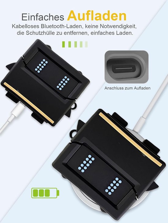 Hoes voor Anker Soundcore Liberty 4 NC Wireless Headphones, daunke zachte siliconen beschermhoes, huidvriendelijk robotvormig etui met ronde gesp, volledige bescherming, zwart — afbeelding 3