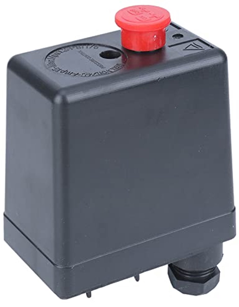 72.5~175psi Luchtcompressor Druk Controle Schakelaar, G1/4 "Enkele Gat 220 V voor Luchtcompressor Pomp Controleklep, Zwart, Mechanisch