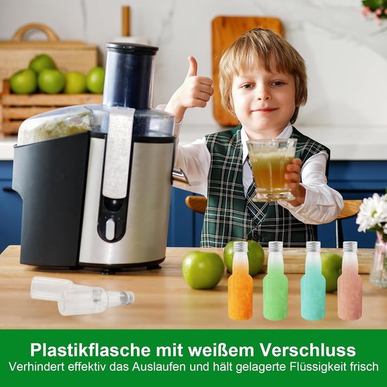 Flessen 50 ml likeurflessen om te vullen, kunststof sapflessen met zilveren deksel en trechter om op te bergen — afbeelding 4