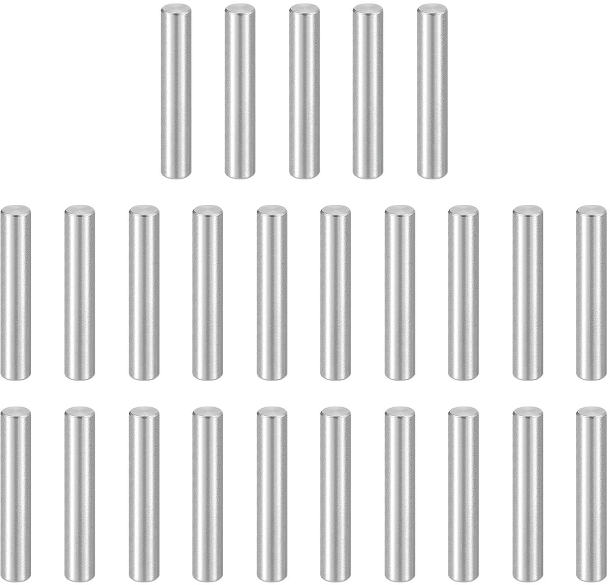 25 stuks cilindrische pennen, M6 x 35 mm 304 roestvrij staal, plankhouders, stang, bevestigingselementen voor metalen apparaten, houten meubels, kleur zilver