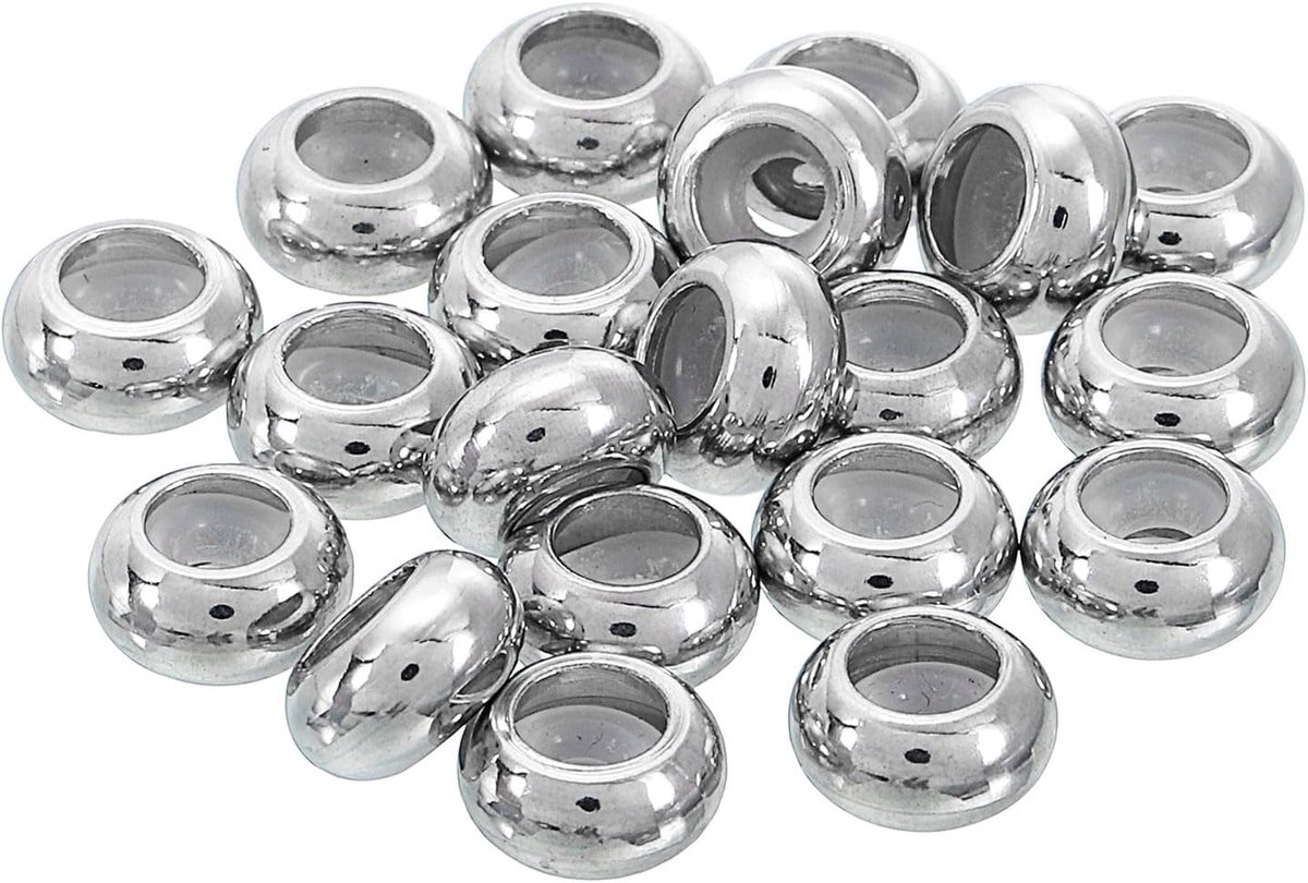 Kralen van rubber, verstelbare schuifkralen van roestvrij staal, voor het maken van zilveren sieradenarmbanden