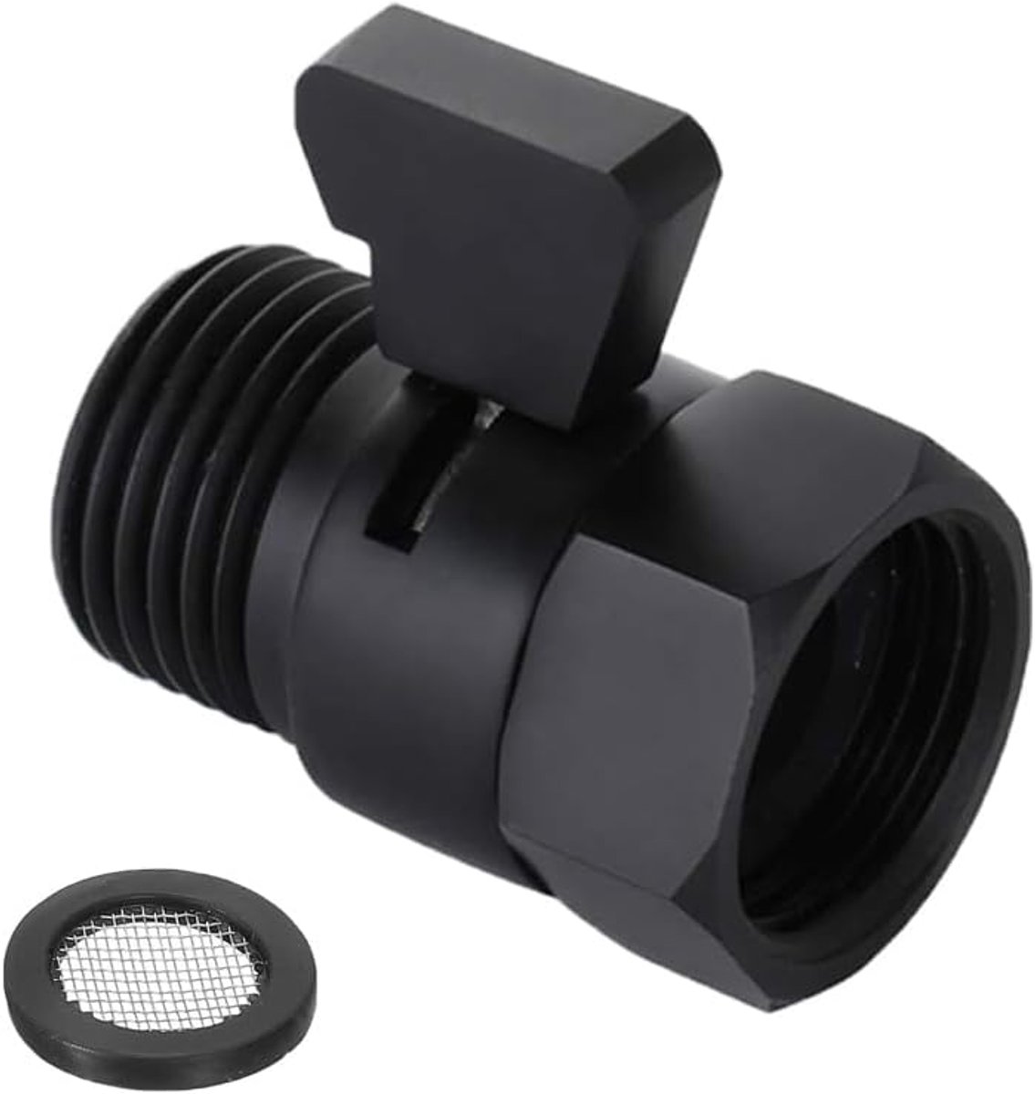 Douchekop, afsluitventiel met hendel G1/2 inch, waterstroomregelventiel voor douchekop handdouche, matzwart