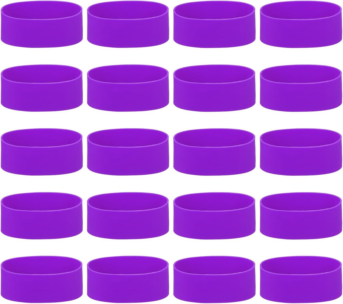 20 stuks antislip siliconen elastiekjes, 11,9 cm, plat, elastische elastieken voor boeken, valkunst, cadeaupapier, veters, paarse banden