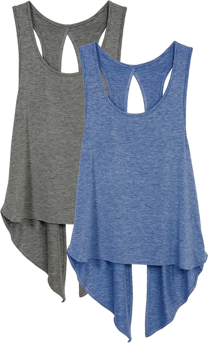Icyzone Dames Open Back Sport Top Yoga Tanktop Running Gym Mouwloze Shirts, 2-Pack