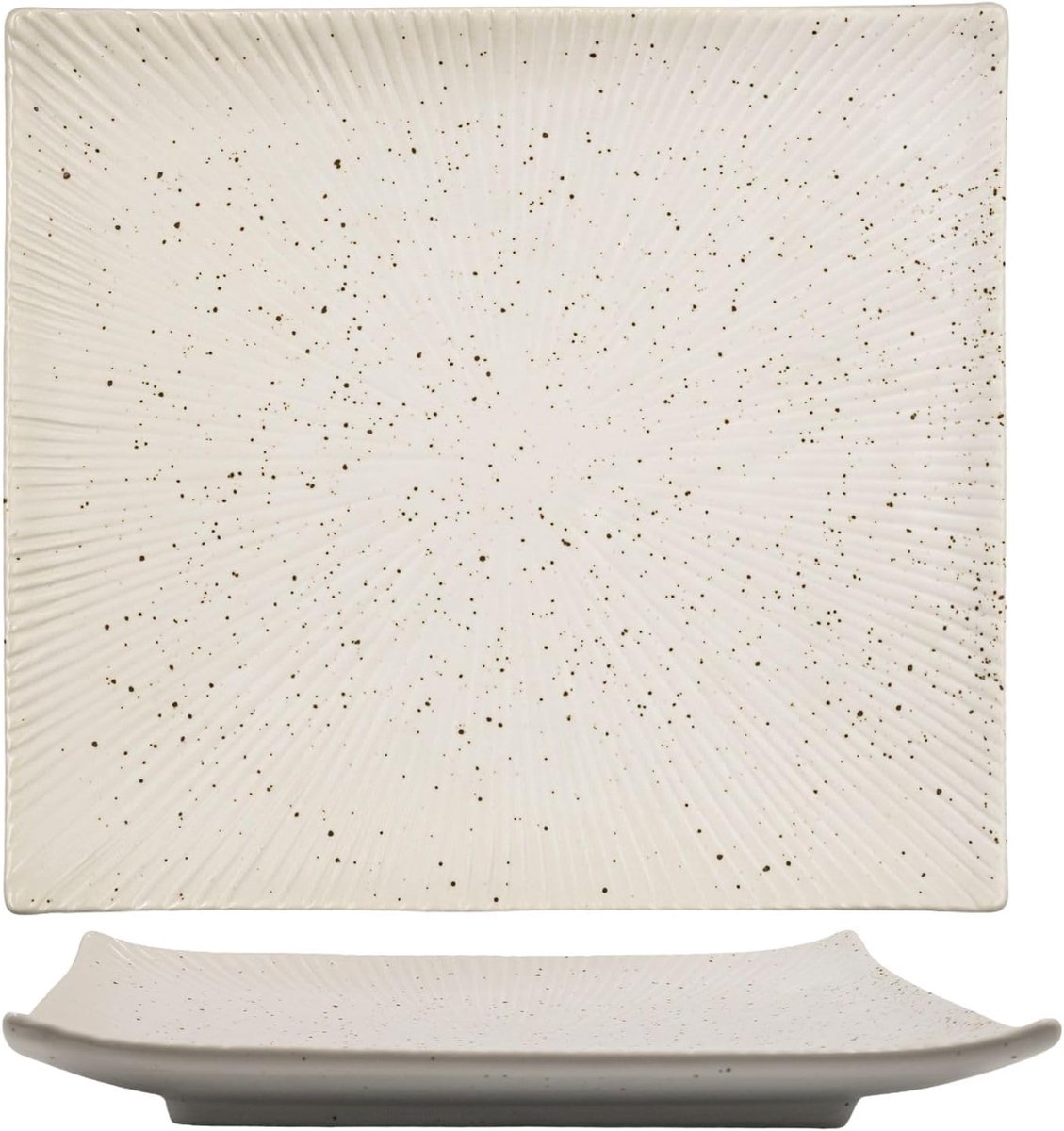 Sushischotel serveerbord van porselein in wit - 26 x 23,4 x 3,8 cm - Japanse sushiserveerschalen Handgemaakt Rechthoekig