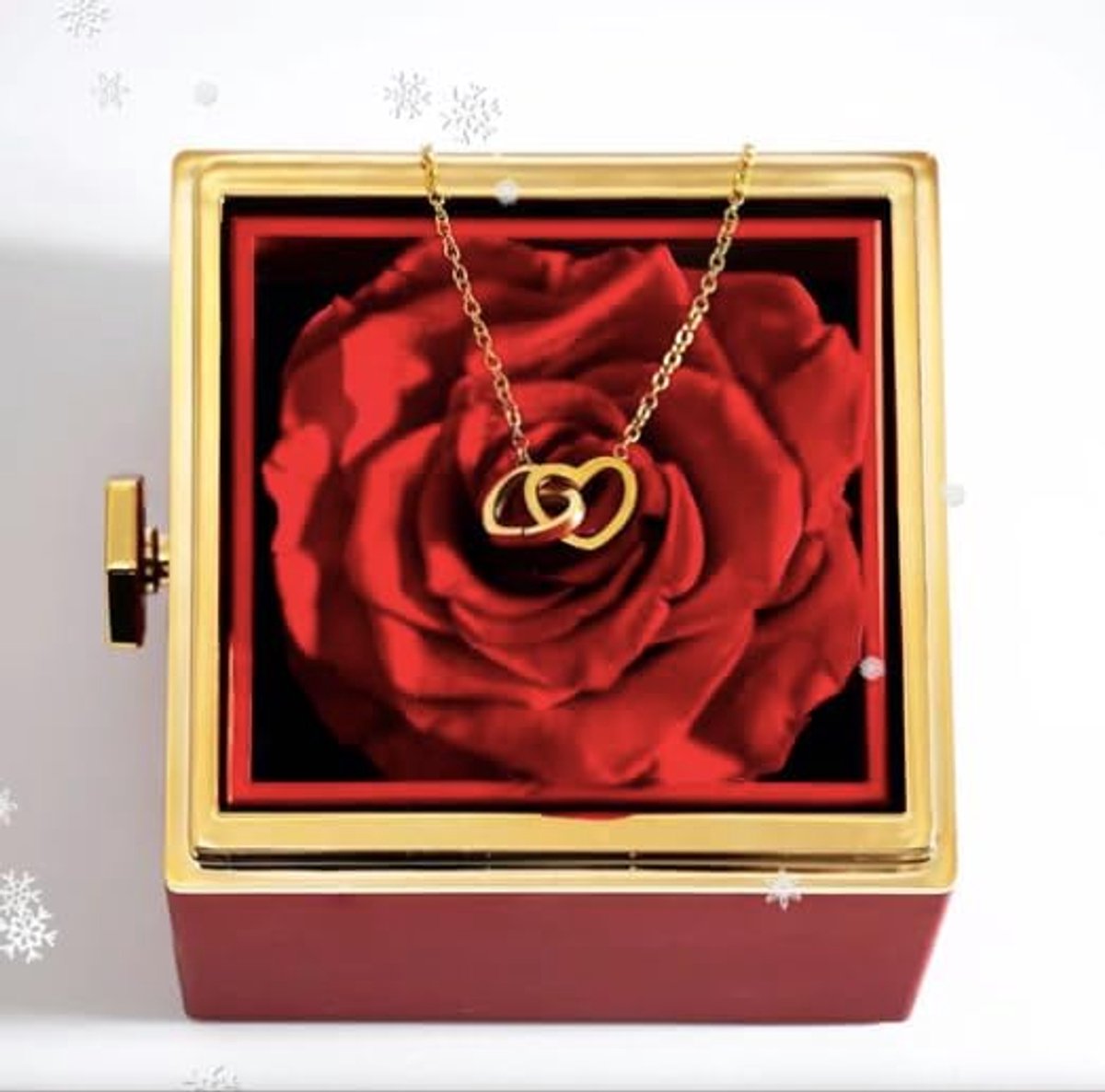 Geconserveerde eeuwige roos en gouden halsketting in hartvorm voor dames, cadeau voor haar, verjaardag, bruiloft, Valentijnsdag, Moederdag, romantische sieraden