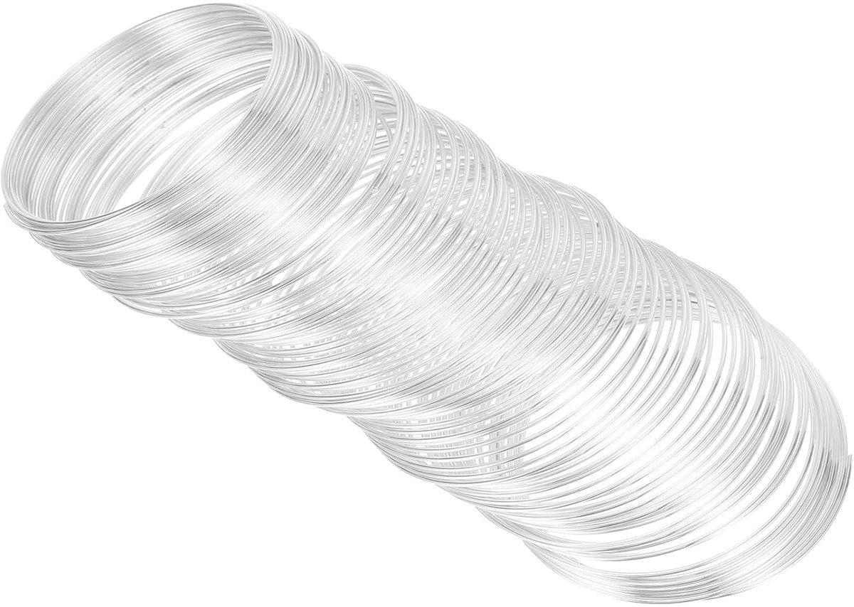 Draadgeheugen, 1 stuk, 1 mm, 18 gauge, sieradendraad, staal, geheugendraad, handwerk, doe-het-zelf verzilverd