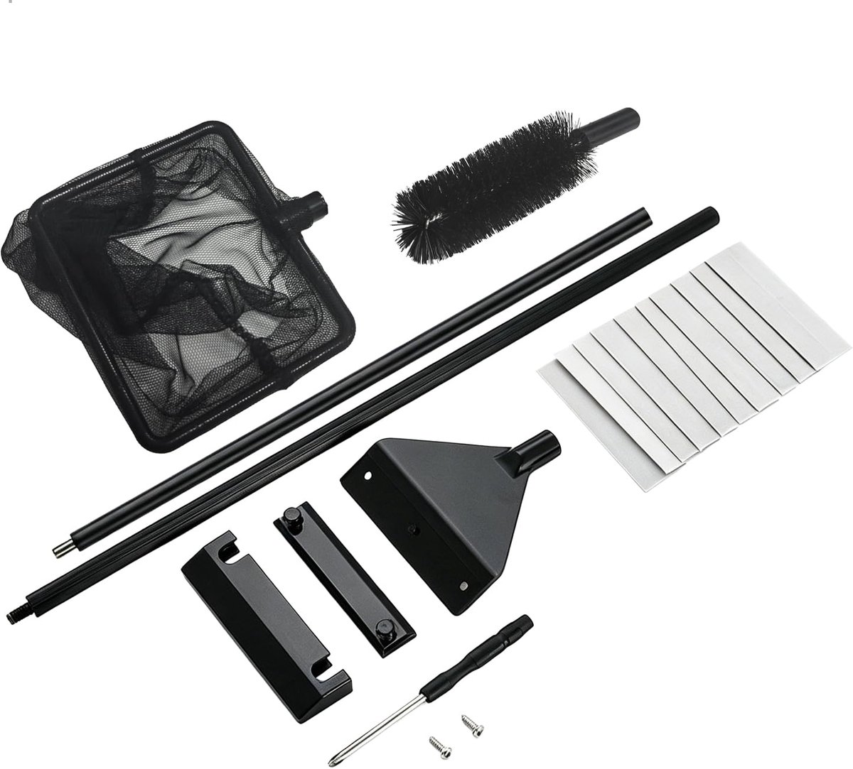 Aquariumreinigingsset 3-in-1 - mini-schepnet aluminium - accessoires voor zoetwater - ideaal voor aquaria - SnelShoppen