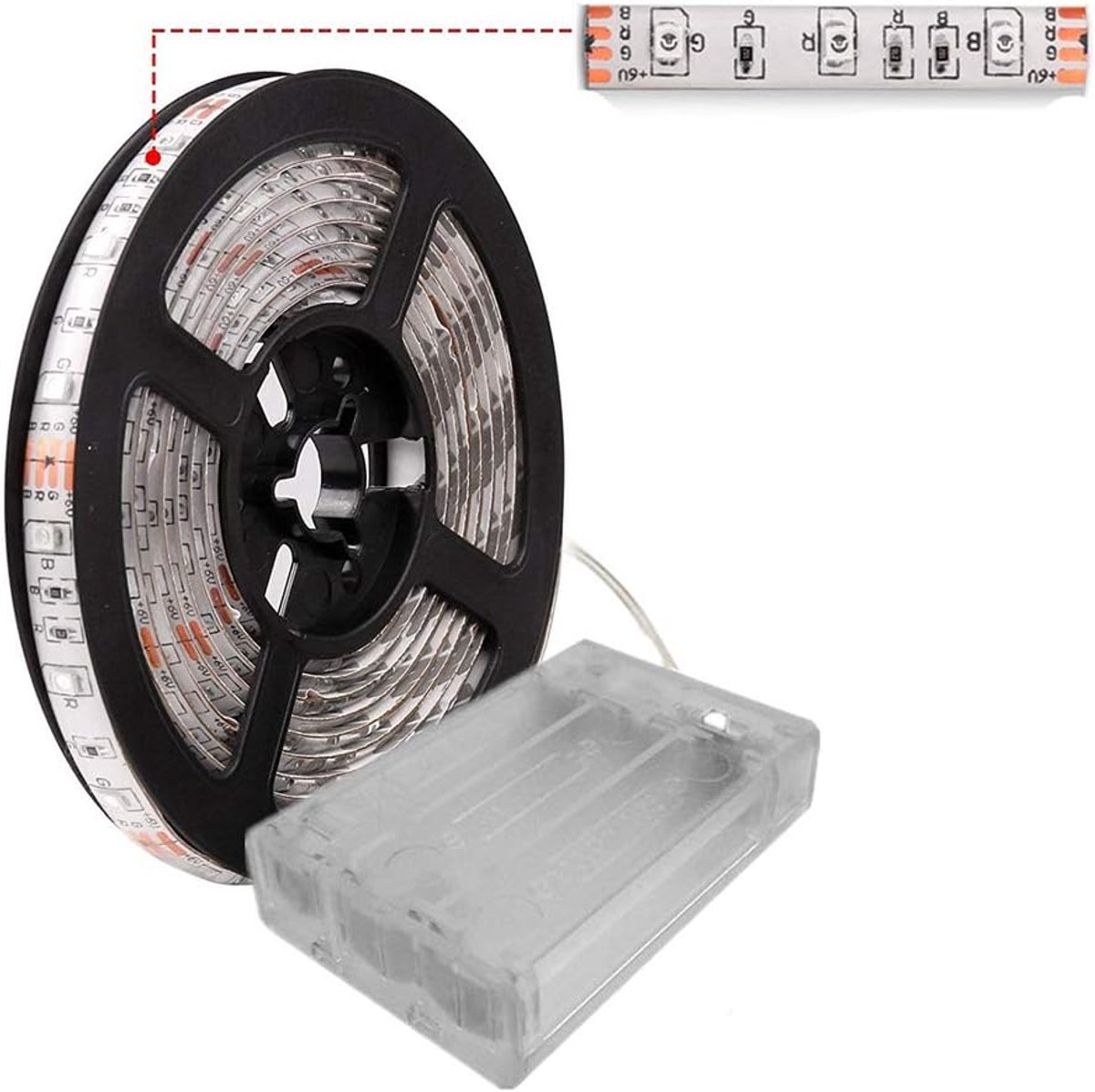 Ledstripverlichting, 2 m, 60 leds, wit, met batterijvoeding, IP65 waterdicht, doe-het-zelf, flexibele strip voor binnen, keuken, enz