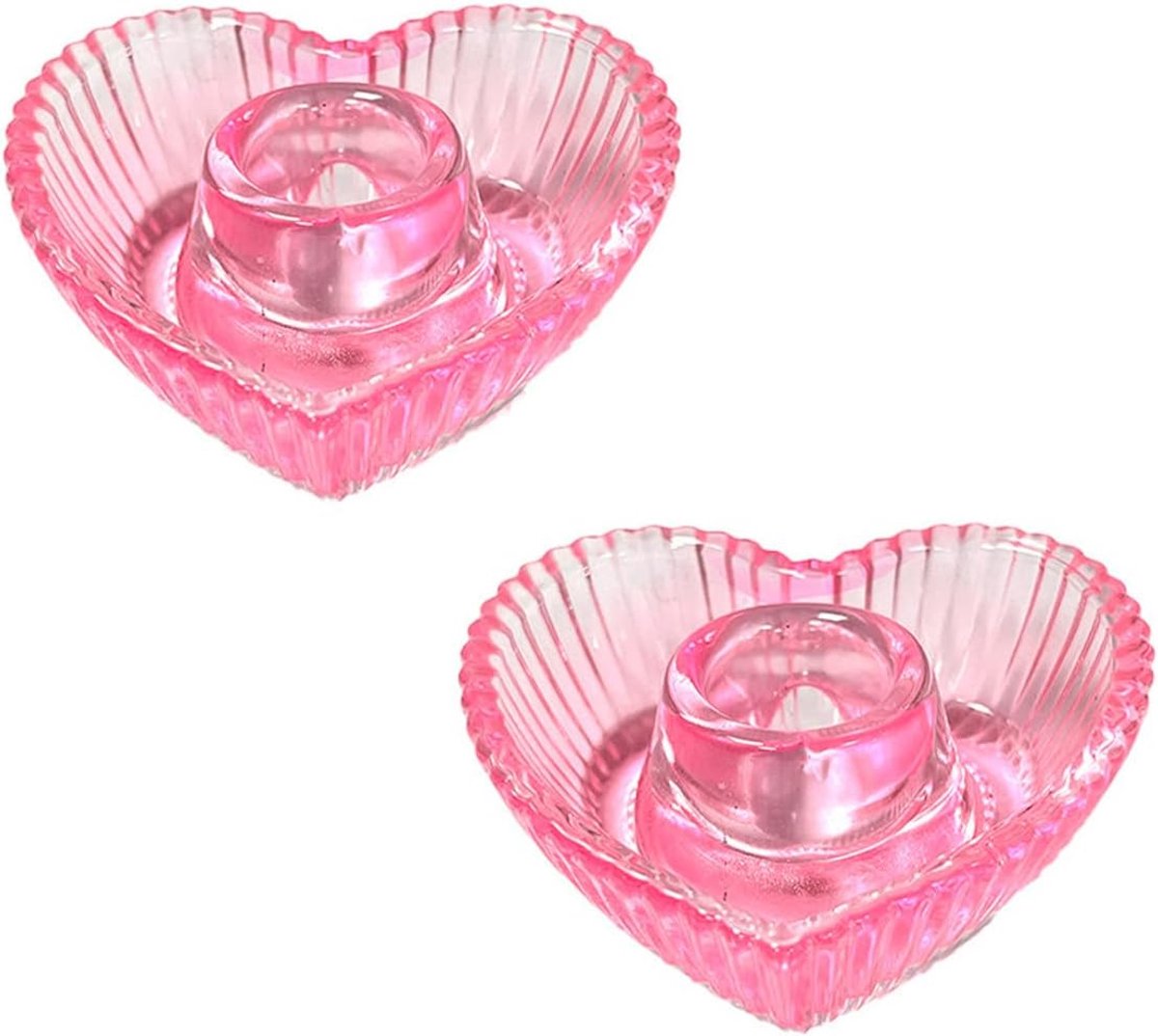 2 stuks glazen kaarsenhouder, roze taps toelopende kaarsenhouders voor tafel, bruiloft, vakantie en huisdecoratie