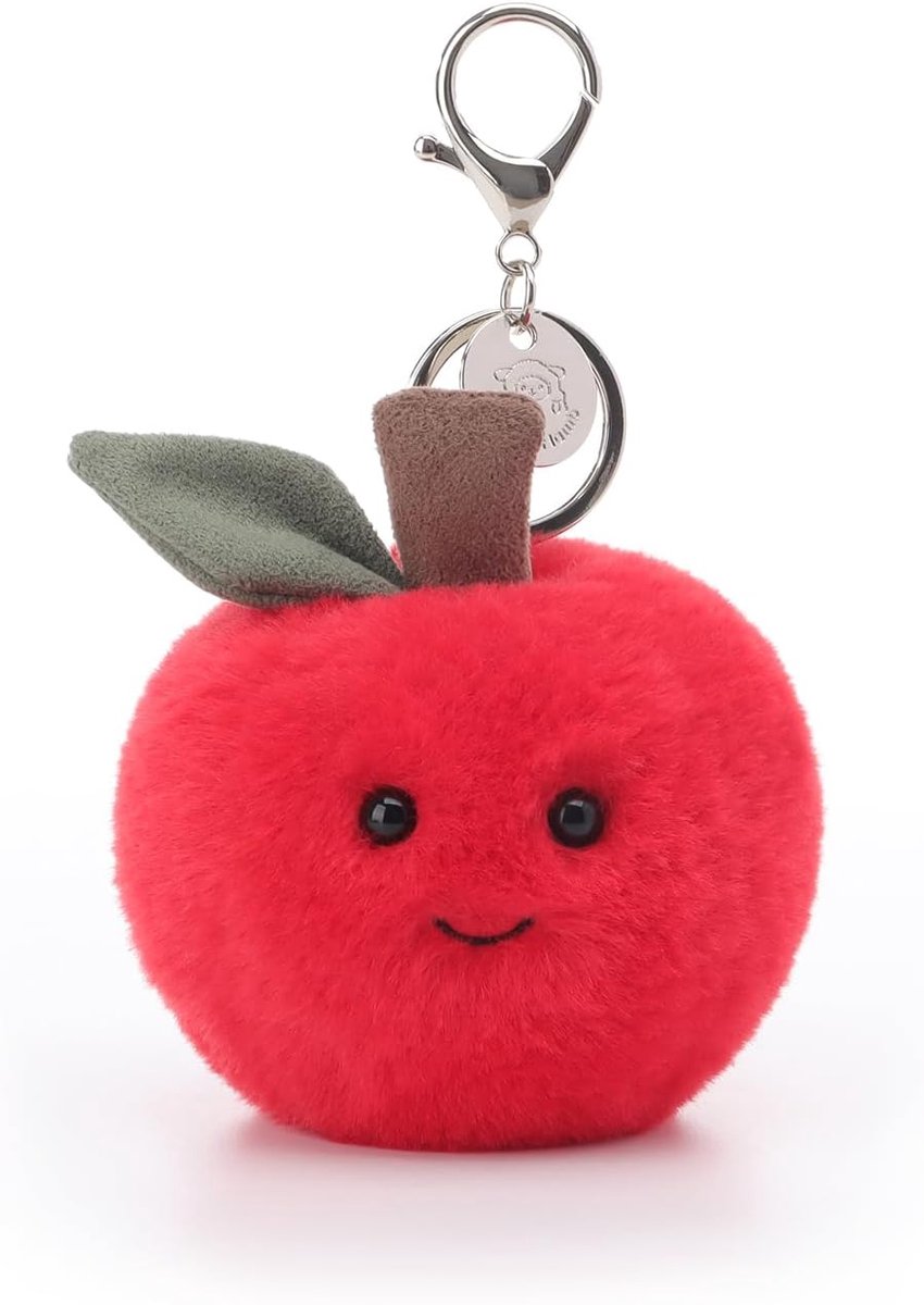 Lamb schattige appel fruit pluche sleutelhanger, 9 cm