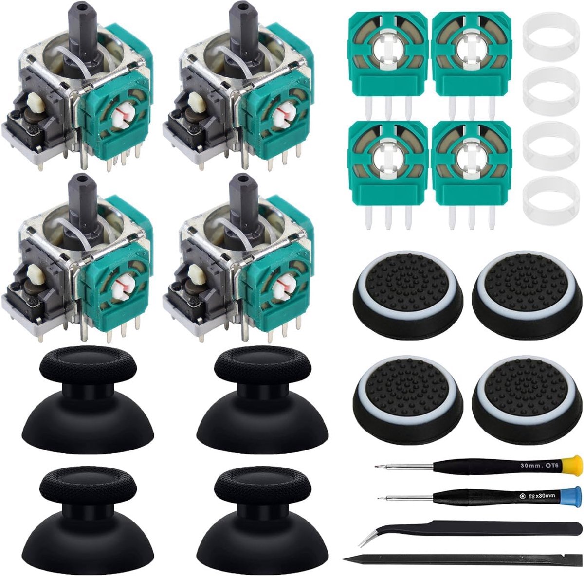 Analoge joystick vervanging voor Xbox One Controller, 3D Thumbstick Module Repalcement voor Xbox One Controller, Drift Beschadigde Joystick met Reparatie Schroevendraaier Kit (4 stuks)