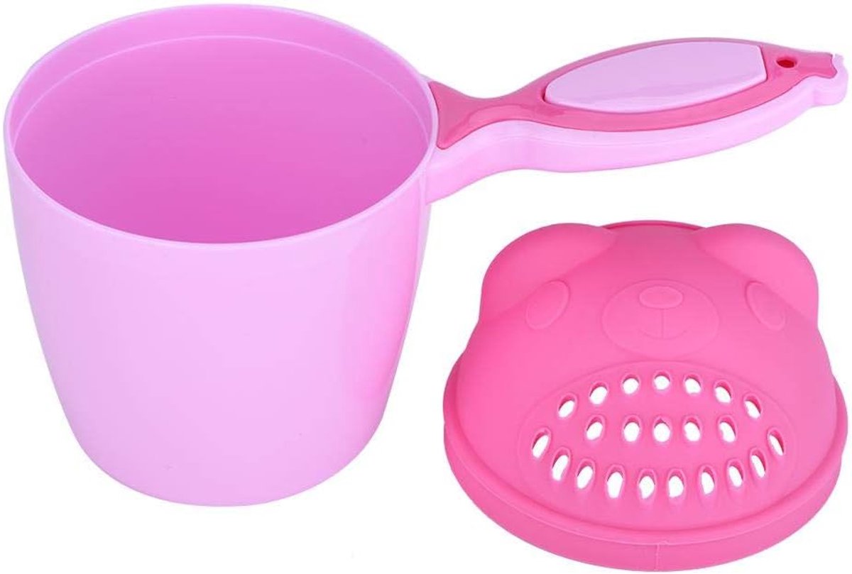 Babyshampoobeker Schattige kinderen Haar wassen Baden Flusher Cup Bescherming Oogwasbeker voor peuters (roze)