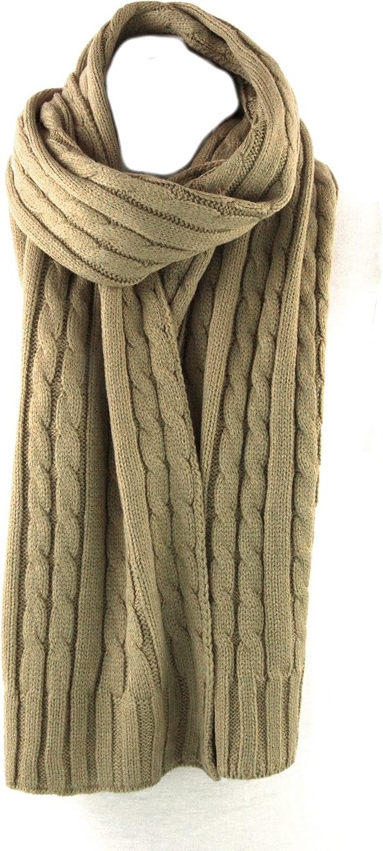 Ellington gebreide sjaal voor dames, Kabel Knit Khaki, One Size
