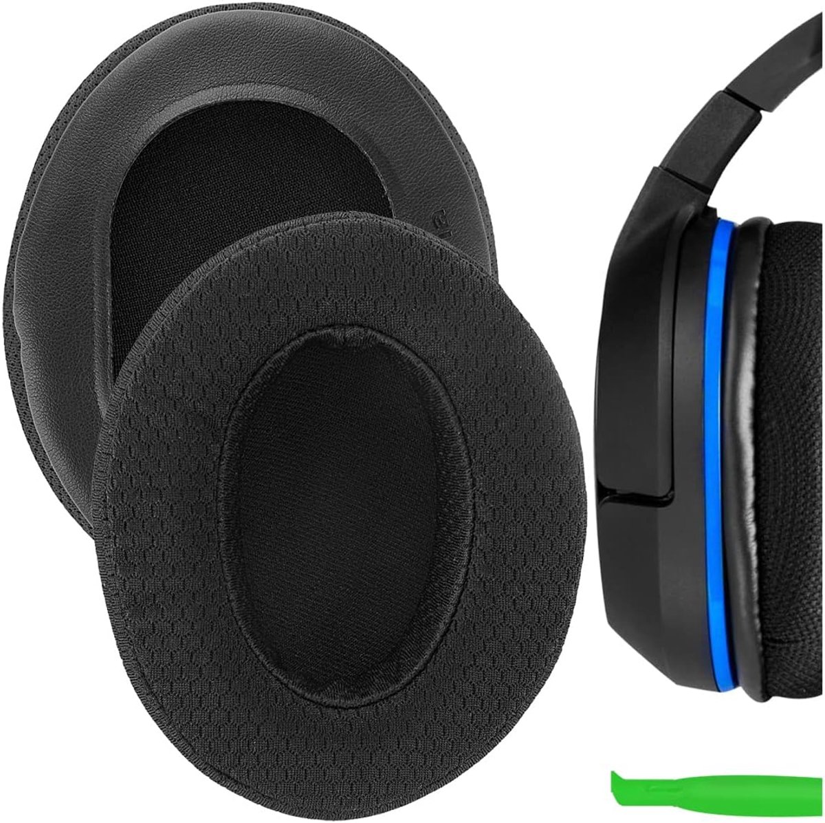Comfort Extra Dikke Mesh Weefsel Vervangende Oorkussens voor Turtle Beach Stealth 400, 500X, 700X, 420X, Ear Force XO SEVEN, XP500, PX5, PX4, X42 (Zwart)