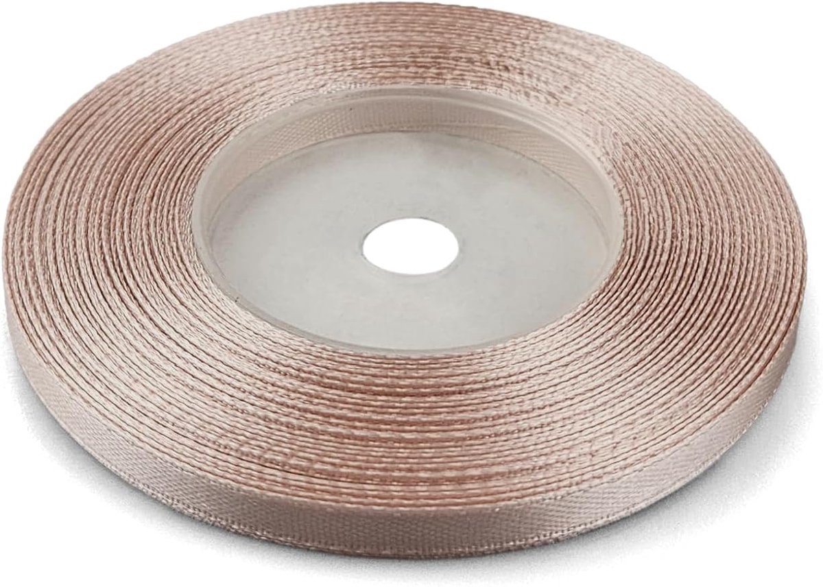1 x satijnen lint beige 6 mm x 32 m voor knutselen bruiloft geschenk decoratie verpakking