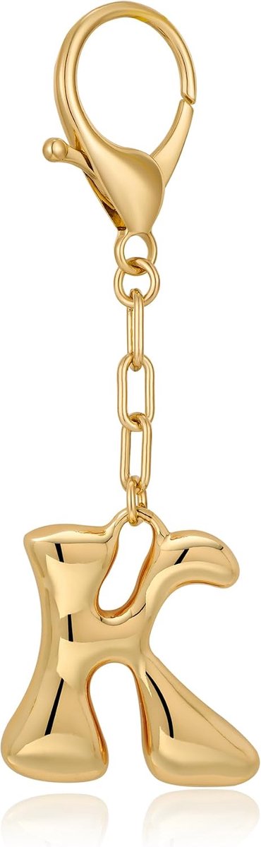 Dames, chunky goudkleurige bubbelletter, stijlvolle tas- en handtasbedel, gepersonaliseerde sleutelhanger, accessoire