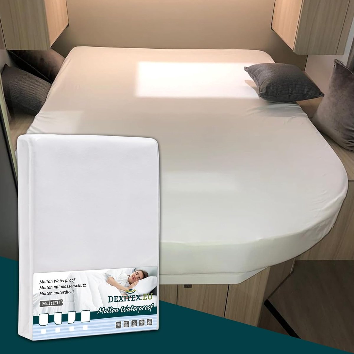 Waterdichte matrasbeschermer 150-160cm x 190-210cm - 100% katoen - Oeko-Tex - ideaal voor caravanbedden - SnelShoppen