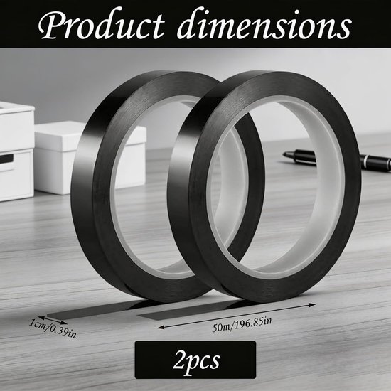 2 stuks isolerend tape zwart 10 mm × 50 m - sterk, niet-schadelijk & veelzijdig — afbeelding 2