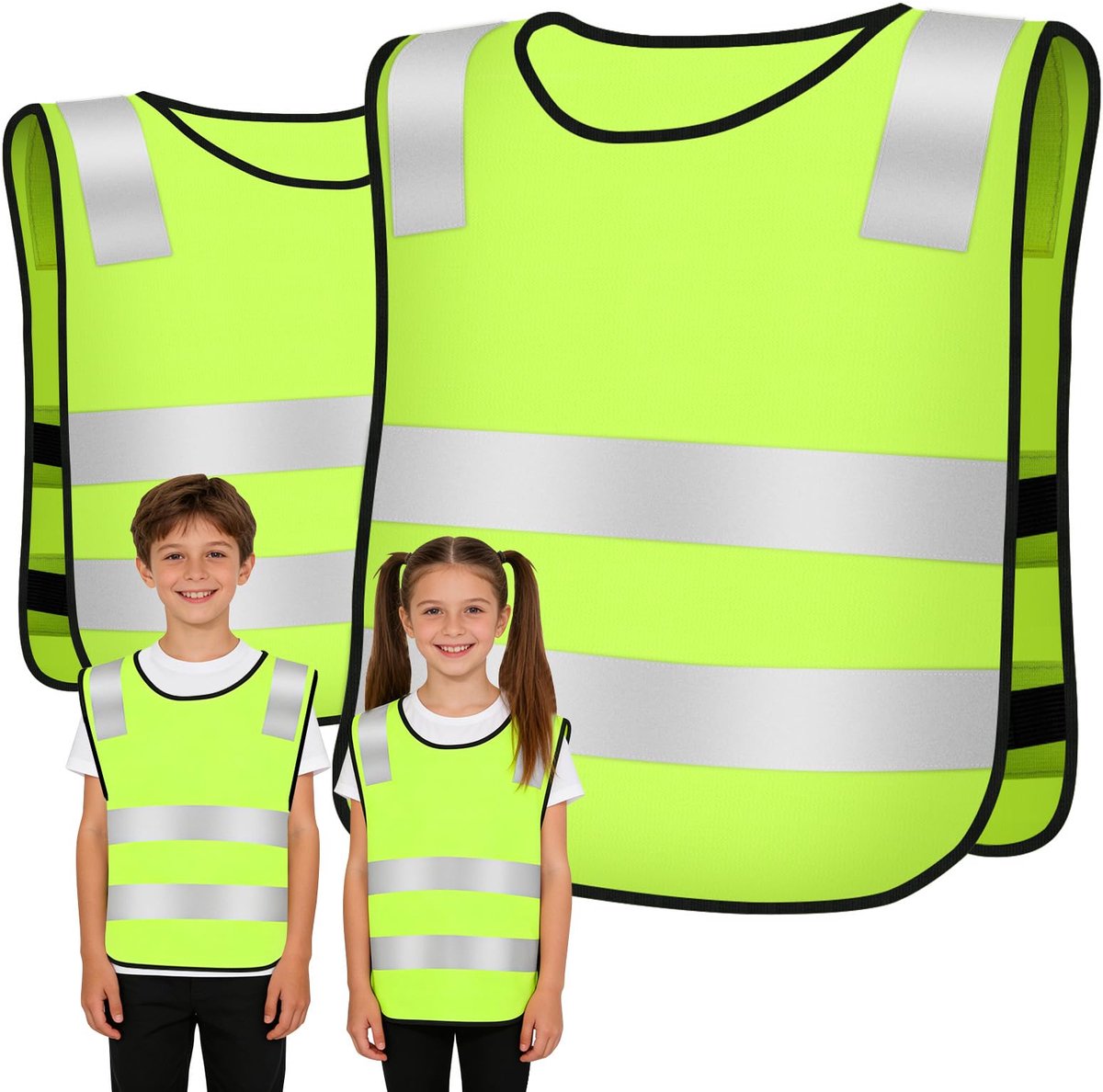 Veiligheidsvest voor Kinderen - 2-delige set - ademend - lichtgewicht met reflecterende strepen - SnelShoppen