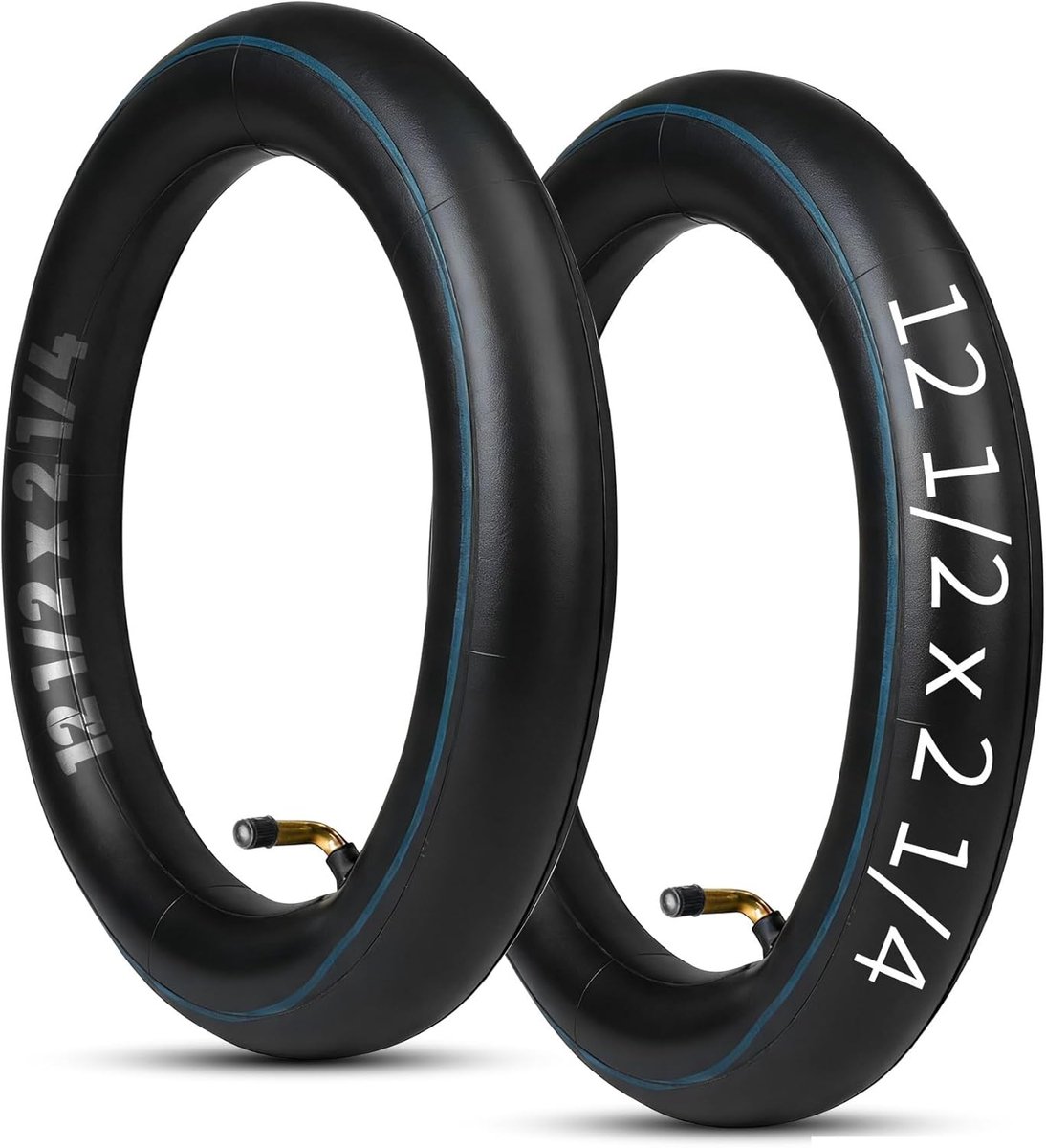 2-pack 12 inch Slang 12 1/2 x 2 1/4 (57-203) met hoekventiel 90° 12,5 x 2,25 voor kinderwagen, kinderfiets, driewieler, loopwiel, binnenslangen, fietsslang