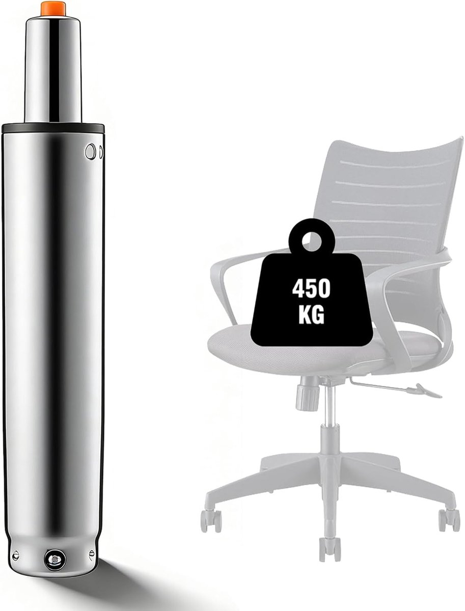 450 kg, gasdrukveer, 300 mm-450 mm, in hoogte verstelbare gasveer voor draaistoelen, geschikt voor bureaustoelen, managersstoel, gamingstoel, zilver