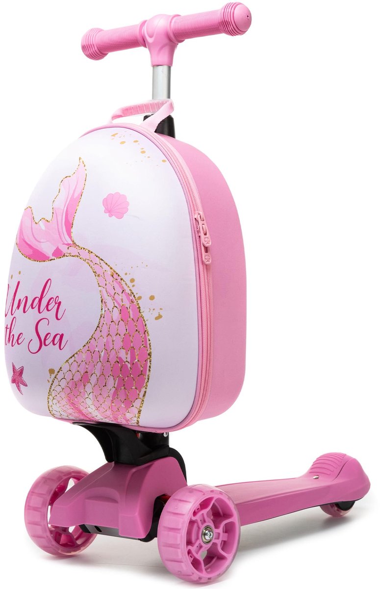 Kinderkoffer 2-in-1 - Opvouwbaar - A-roze zeemeermin - Ideaal voor vakantie - ShopVlot