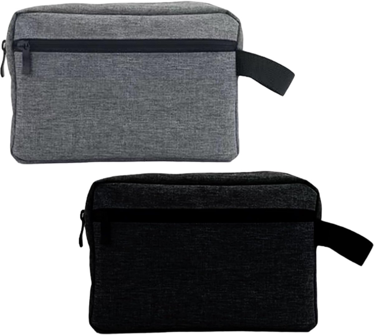 toilettassen 2-pack - waterdicht - zwart en grijs - ideaal voor reizen - ShopVlot