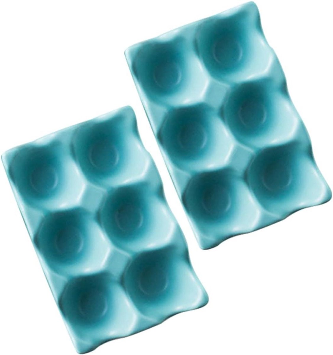 Eieropslag Keramiek - Eierhouder Koelkast - Keuken Organiseren - Stapelbaar Ontwerp - 6 Eieren - Blauw